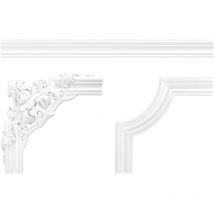 Bordo per parete e soffitto fregio stucco pu resistente agli urti CR807/A/B: Segmento CR807A - 300 x 300 x 35 mm