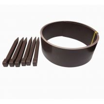 Bordura da esterno in plastica marrone con 6 picchetti – 3 metri – Spessore 3mm, Larghezza 3.0m, Altezza 0.115m