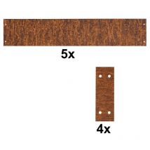 5 Bordures de jardin + raccords en acier Corten 100 x 19 cm
