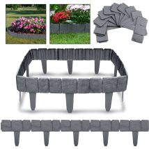 Bordure de jardin 5m Barrière Clôture Aspect Pierre Bordure de pelouse 20 pièce bordure en plastique(1 élément 25x23 cm, Anthracite) Hengmei