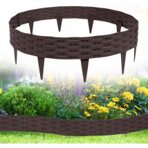 Bordure de jardin 50m Bordure de Jardin Plastique Bordure de Parterre Bordure de Tonte, Aspect Rotin Palissades Clôture de Jardin, Marron Hengmei