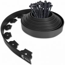 Bordure de jardin flexible en plastique 10m avec 30 piquets noir - Hauteur 5cm - Epaisseur 4mm