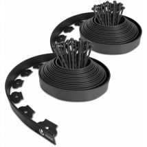 Bordure de jardin plastique flexible 20m avec 60 piquets noir