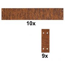 Estexo - 10 Bordures de jardin + raccords en acier Corten 100 x 19 cm