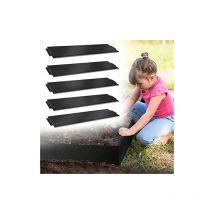 Naizy - Bordure de pelouse en métal 5 m-5 pièces Bordure de Tonte galvanisée 100 x 18 cm la pièce Adaptable Flexible Bordure Noir