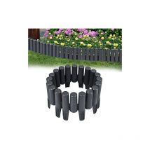 Bordure de Pelouse en Plastique 2,8 m Aspect Bois Bordure de Lit en Polypropylène Lot de 10 Clôture de Lit Cylindrique Palissade - Anthracite Naizy
