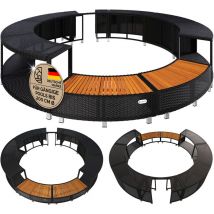 Casaria - Cadre bain à remous luxueux polyrotin ø intérieur 206cm bois dur d'eucalyptus fsc acier galvanisé habillage piscine contour de spa