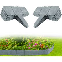 Lot de 10 Bordure Jardin Exterieur Pierre-Bordure Jardin Plastique-Bordure Pelouse 2.5m -Gris - Grey