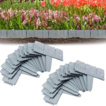 Aquasup - Lot de 20 Bordure Jardin Exterieur Pierre-Bordure Jardin Plastique-Bordure Pelouse 5m -Gris
