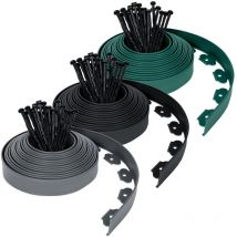 Hengmei - Bordura per prato flessibile Bordura per aiuola da 10 m in plastica pp Bordura da giardino con 30 chiodi di fissaggio Bordura per aiuola