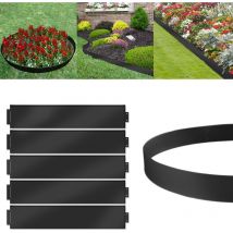 Hengmei - Bordure per aiuole e giardini Rasenkante Metall 25M Galvanized Border per Giardino Bordi per giardini 25 pezzi 100 cm x 18 cm (l x h), Nero