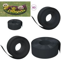 Vidaxl - Bordures de jardin 3 pcs noir 10 m 20 cm polyéthylène - bordure de jardin - bordures de jardin - Home & Living - Noir
