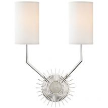 Borland 2-Licht-Wandleuchte Nickel poliert, Seide