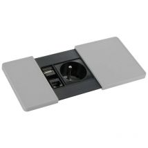 Borne encastrable versapad - Encastrement : ø 80 mm - Epaisseur : 7 mm - Hauteur : 90 mm - Longueur câble secteur : 2000 mm - Version : 1 prise