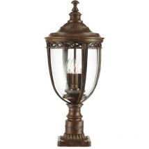English Bridle - Grand piédestal extérieur à 3 ampoules bronze britannique IP44, E14 - Elstead