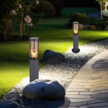 Globo - Borne lumineuse d'extérieur, borne lumineuse d'extérieur, lampes de jardin anthracite, lampadaire balcon, acier inoxydable fumé, 1x douille