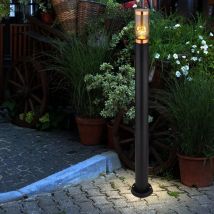 Borne lumineuse d'extérieur lampes de jardin noir IP44, lampadaire terrasse balcon, acier inoxydable cuivre fumé, 1x douille E27, DxH 12,7x110cm