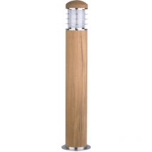 Poole - Borne d'extérieur à 1 ampoule en acier inoxydable, teck IP55, E27 - Elstead