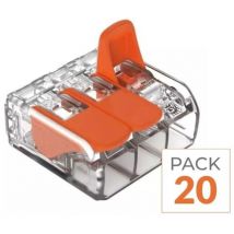 Borne de raccordement à levier 3 entrées (Pack de 20) Silamp