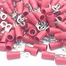 Bornes à sertir isolées rouges 100pcs taille de plot de 3.2mm