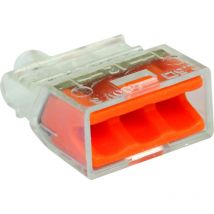 Eur Ohm - FastLock Naranja terminales de conexi n r pida para cable el ctrico - 3 entradas - 100pcs tub