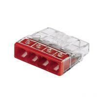 Borne de raccordement Wago 2273-204-1 flexible: - rigide: 0.5-2.5 mm² Nombre de pôles: 4 transparent, rouge 1 pc(s) S19331