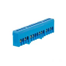 Bornier de neutre isolé bleu 15 bornes pour câble de 1,5 à 16mm² - rail din Morek