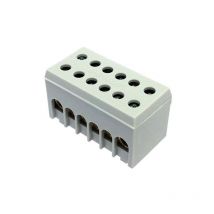 Bornier de phase 2p isolé gris 12 bornes pour câble de 1,5 à 16mm² - rail din Morek