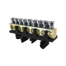 Bornier de phase IP00 noir 9 bornes pour câble de 1,5 à 16mm² - rail din Morek