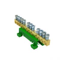 Bornier de terre IP00 vert 12 bornes pour câble de 1,5 à 16mm² - rail DIN - MOREK