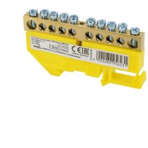 Bornier sur rail din - Connexion 6x9 - Jaune - Installation facile - Tension nominale 500V