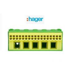 Bornier de terre sans vis 17x4 mm² + 5x25 mm² Hager KN22E