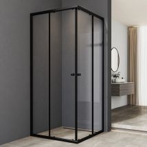 75x75 Duschtür Schwarze Duschkabine Mit Schiebetüren Eckdusche Esg Glas 5mm Falttür Glastür Mit Rollensystem 185cm Dusch - Boromal