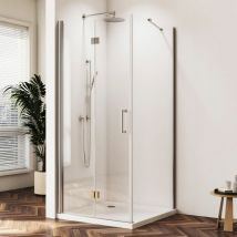 Boromal - Duschkabine 80x90 cm 180°Falttür Duschabtrennung Eckeinstieg Duschwand Dusche mit Seitenwand aus 5mm esg Sicherheitsglas,Höhe 195 cm(Ohne