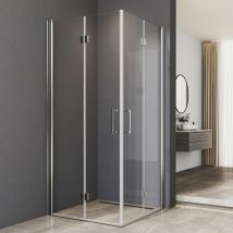 Duschkabine 120x80cm Eckeinstieg Drehfalttür Falttürkabine 5mm nano esg Sicherheitsglas Doppel Falttür Duschabtrennung Duschwand Höhe 195cm - Boromal