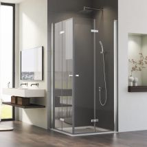 Boromal Duschkabine 80x100 Cm Falttür 180° Duschkabine Eckeinstieg Duschabtrennung Dusche Duschwand 6mm Nano Beschichtung Esg Glas, Höhe 185 Cm