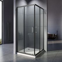 Duschkabine Schwarz 80x100cm Eckeinstieg Schiebetuer 5mm Esg Glas Duschabtrennung Dusche Duschwand Hoehe 185cm - Boromal