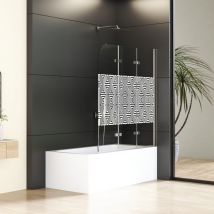 Boromal - Duschwand für Badewanne 140x140cm 3-teilig Duschabtrennung, Faltbar Weiß Gestreift Badewannenaufsatz, Duschtrennwand mit 5mm esg