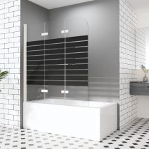 Duschwand für Badewanne 130x140cm 3-teilig Weiß faltbar Duschtrennwand Duschabtrennung mit einem eleganten Streifenmuster verziert, Duschabtrennung
