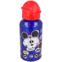 Borraccia Originale Disney Mickey In Alluminio Per Bambini Da 500 Ml Riutilizzabile Con Becuccio E Tappo Di Sicurezza Per Evitare Gli Schizzi.
