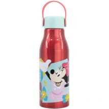 Borraccia Originale Disney Minnie in alluminio per bambini da 760 ml con cappuccio con manico in silicone e coperchio con gancio.