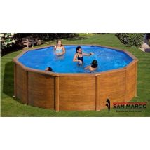 Piscina Fuori Terra Rotonda Gre "pacific" In Acciaio Effetto Legno 240x240x120 - Cod. Kit240w