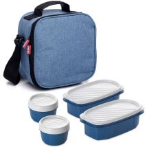 Tatay Urban Food Casual, Borsa Termica Porta Pranzo, 3L Capacità, con 4 Contenitori Alimentari, 2 x 0.5 l, 2 x 0.2 l, senza bpa, Blu (Denim), 22.5 x