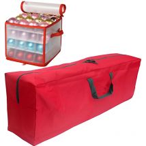 Borsa custodia a sacco conserva Porta Albero di Natale e Scatola per 64 Palline Custodia Resistente