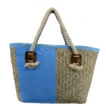 Vacchetti - Borsa paglia africa azzurro cm43x19h27