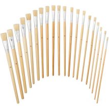 Borstenpinsel, 20-teiliges Set, Acryl-, Öl- & Wasserfarben, Hobby & Schule, Echthaarborsten, Malpinsel, natur - Relaxdays