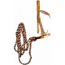 Bosal en cuir et mecate en crin de cheval avec tête de lit en cuir brut tissé