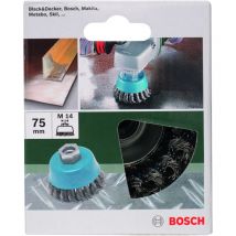 2609256503 Brosse boisseau pour meuleuses angulaires et meuleuses droites, à fils ondulés laitonnés, 75 mm - Bosch