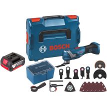 Bosch gop 18V-34 Professional Akku Multi Cutter 18 v Starlock Plus + 1x Akku 3,0 Ah + 17 tlg. Zubehör + L-Boxx - ohne Ladegerät