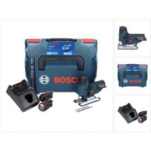 Gst 12V-70 Professional Scie sauteuse sans fil avec boîtier L-Boxx + 2x Batteries gba 12 v 3 Ah + Chargeur rapide gal 1230 cv - Bosch